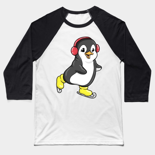 Cute penguin as a ice skater Baseball T-Shirt by Markus Schnabel